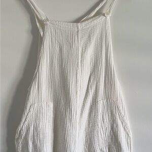 Colsie Cream Textured Overalls